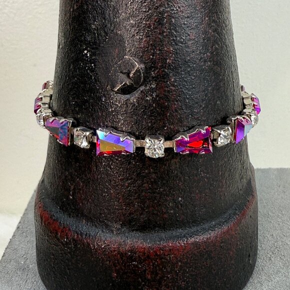 Stunning Vintage B David AB Red Rhinestone Full Parure Set Choker Bracelet Earri - Picture 3 of 16